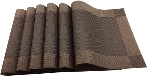 Vista 15 de Juego de 6 manteles individuales de vinilo beige resistentes al calor, antideslizantes, lavables, color beige