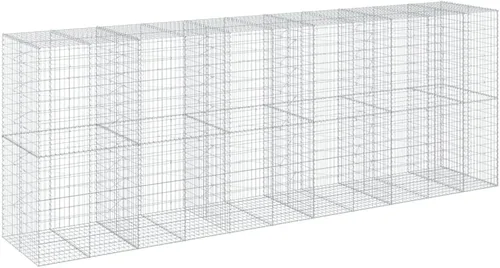 Vista 116 de vidaXL Cesta de gavión con tapa, 39.4 x 19.7 x 39.4 pulgadas, hierro galvanizado rectangular, resistente a la intemperie, montaje sin herramientas