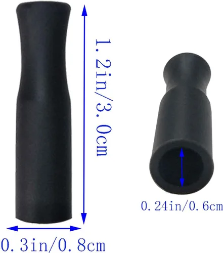 Vista 6 de 21 puntas de popote de silicona reutilizables, puntas de popote de acero inoxidable, puntas negras de grado alimenticio, cubiertas para popotes