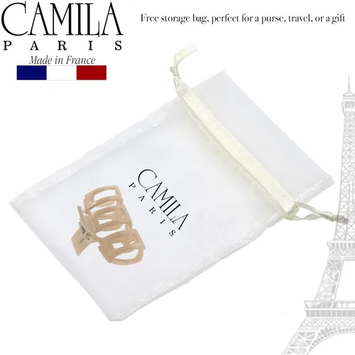 Vista 6 de Camila Paris - Pinzas para el cabello francés para mujer, cabello grueso, 2.5 pulgadas, 1 unidad (paquete de 1), beige, mariposa, agarre fuerte