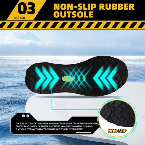 Vista 4 de Zapatos de trabajo antideslizantes para hombre, zapatos de chef impermeables para cocina, hospital, antideslizantes, con amortiguación de aire