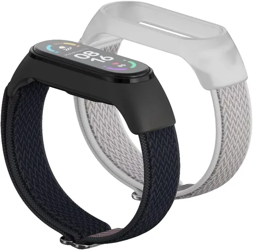 Vista 5 de CYTSH Correa de reloj para Mi Band 6 Correa elástica ajustable de nailon trenzado Miband 6 Miband 5 Pulsera 5 6 Correa de reloj 2 piezas