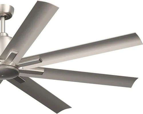 Vista 3 de Kichler Breda 310265NI - Ventilador de techo grande para exteriores de 65 en 8 aspas con control remoto, cuerpo de acero moderno, cuchillas