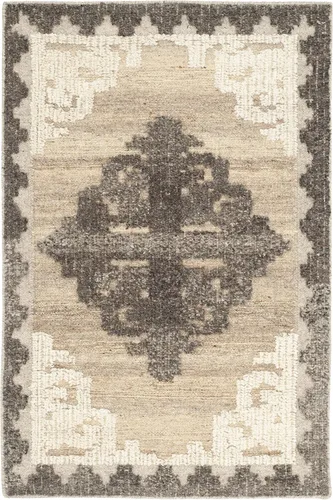 Vista 4 de SAFAVIEH Kenya Collection - Alfombra decorativa de 2 x 3 pies, marrón y carbón, lana tribal anudada a mano, ideal para zonas de alto tráfico