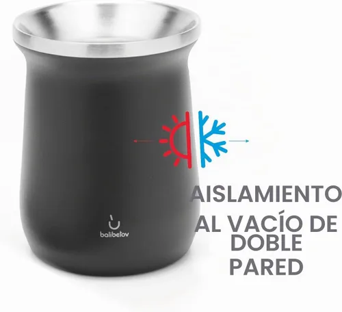 Vista 4 de BALIBETOV - Juego de yerba mate de 8.7 onzas líquidas, taza mate, 2 bombillas y cepillo de limpieza, aislado al vacío, sin BPA, fácil de limpiar