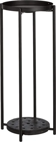 Vista 2 de Amazon Basics Soporte de plantas de metal de dos niveles, redondo, negro