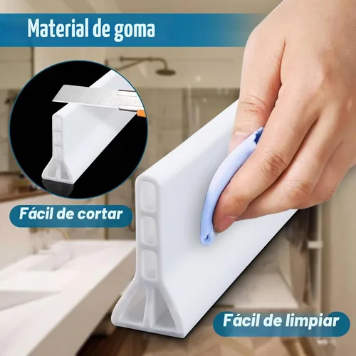 Vista 4 de Presa de agua de umbral de ducha de 3 pulgadas de alto, 39 pulgadas de largo, plegable, protector contra salpicaduras de agua de ducha, barrera