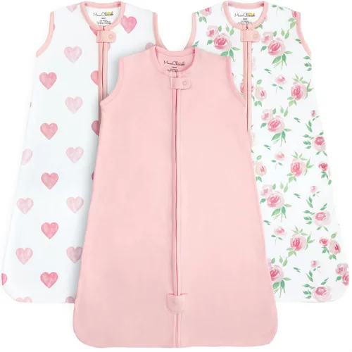 Vista 12 de Manta de algodón orgánico para bebé, saco de dormir 0.5 TOG 0-6 meses, paquete de 2 unidades Rosette