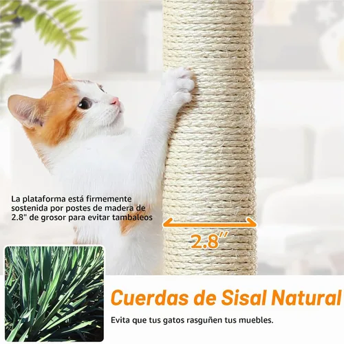 Vista 6 de Yaheetech Árboles para Gatos de Múltiples Niveles Torres para Gatos 79 pulgadas Árbol para Gatos de Interior con Postes Rascadores Cubiertos de Beige