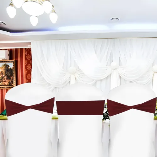 Vista 6 de 50 bandas elásticas de elastano para silla, con lazo liso, bandas elásticas para sillas sin hebilla, decoraciones para bodas, fiestas, banquetes