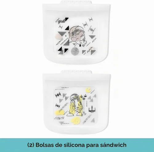Vista 5 de Pyrex Juego de almacenamiento de silicona platino de 4 piezas, 2 bolsas de sándwich reutilizables, 2 bolsas reutilizables de medio galón,