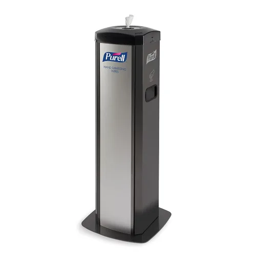 Vista 2 de PURELL DS360 - Toallitas desinfectantes de manos de alta capacidad, soporte de piso plateado, soporte dispensador para toallitas desinfectantes