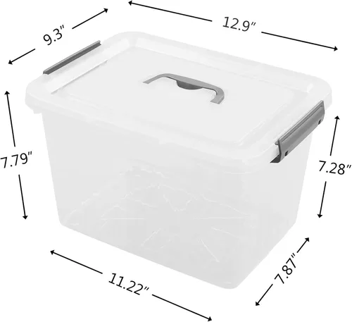 Vista 2 de Bringer Paquete de 6 cajas de almacenamiento de plástico transparente, caja de plástico, 10 L