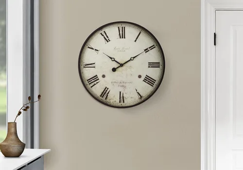Vista 2 de Monarch Specialties I 9057 Relojes, 20" redondo, reloj de pared, marrón antiguo, de transición