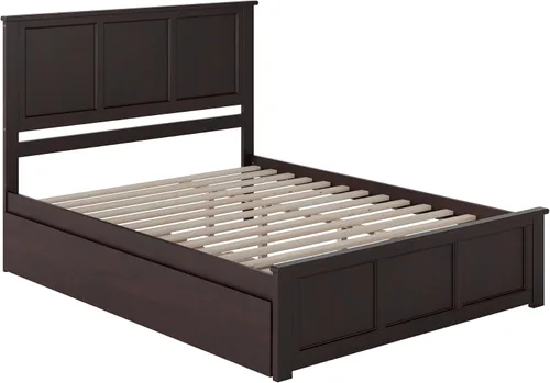 Vista 5 de AFI, Madison - Cama de plataforma Queen con estribo a juego, cama nido individual XL y cargador USB conectable, color espresso