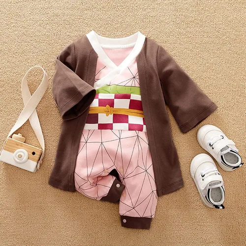 Vista 2 de RELABTABY Lindo mameluco de anime para recién nacido, para Halloween, cosplay, ropa