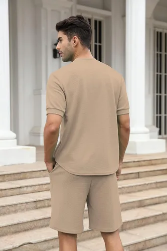 Vista 24 de FZNHQL Conjunto deportivo de moda para hombre, 2 piezas, casual, atlético, para correr, manga corta/larga, conjunto para hombre
