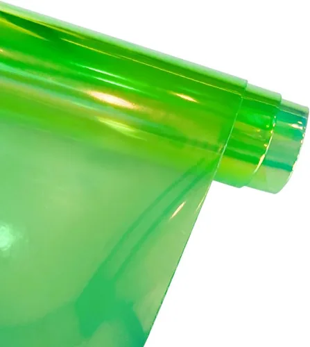 Vista 2 de ONEART Rollo de vinilo transparente holográfico de calibre 30, 12 x 54 pulgadas, tela de plástico TPU transparente iridiscente impermeable para Verde
