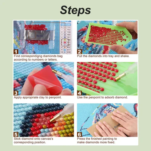 Vista 6 de Stalente Kits de pintura de diamantes para adultos, pintura de diamantes de Navidad, pájaros de arte de diamantes, bricolaje 5D redondo, kit de arte