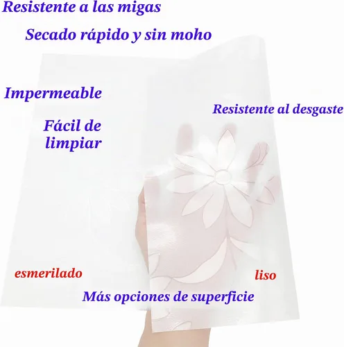 Vista 2 de Juego de 4 manteles individuales gruesos e impermeables de plástico limpio para cocina, mesa de comedor, manteles individuales de plástico, lavables