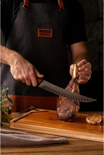 Vista 2 de Tramontina Churrasco - Cuchillo de acero inoxidable de hoja negra de 9.843 in, el mejor diseño para uso en exteriores, cuchillo Gyu, hoja de acero