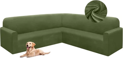 Vista 39 de HDCAXKJ Fundas de sofá seccional de esquina de terciopelo elástico en forma de L, juego de fundas deslizantes suaves y gruesas en forma de U
