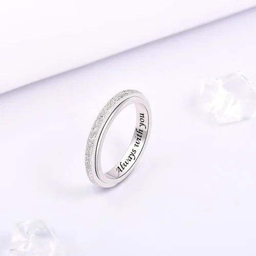 Vista 3 de Teioa Sterling Silver Spinner Fidget Ring Anti Anxiety Worry Relieving Boredom ADHD Autism Band Ring for Women Men