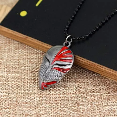 Vista 6 de Davitu Collar de blanqueo de anime vintage plateado Kurosaki Ichigo Bankai máscara hueca colgante collar para hombres accesorio genial
