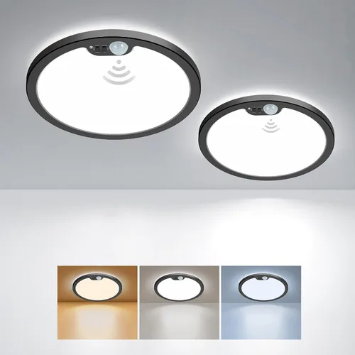 Vista 10 de BLNAN Lámpara de techo con sensor de movimiento con cable, 8.7 pulgadas, 3000 K, 4000 K, 5000 K, seleccionable, lámpara LED de montaje empotrado