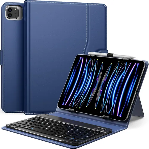Vista 10 de MoKo Funda universal para tablet con teclado QWERTY para tablet de 9", 9.7", 10.1", 10.2", 10.4", 10.5", 10.9", con teclado Bluetooth inalámbrico