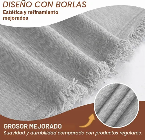 Vista 4 de HDCAXKJ Fundas de sofá de chenilla para sofá seccional, funda de sofá en forma de L con borlas, 2 piezas de fundas seccionales en forma de L