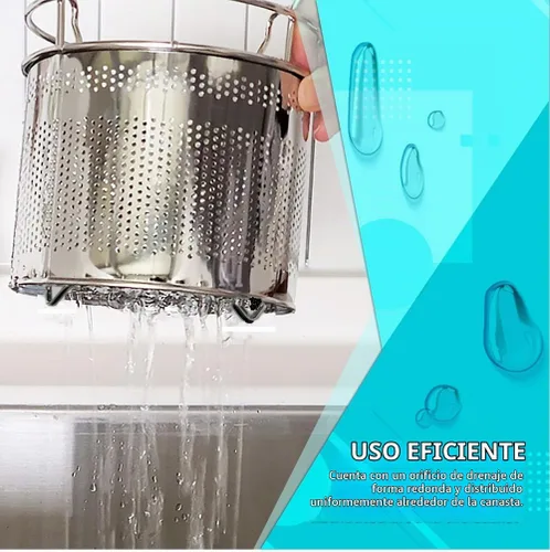 Vista 4 de Cesta de secado de cubiertos de acero inoxidable para escurridor de platos, soporte para utensilios de 4 compartimentos con tabla de drenaje
