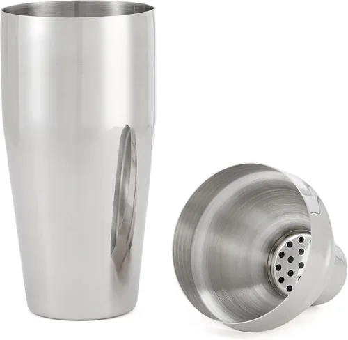 Vista 2 de Amazon Basics Juego de 10 herramientas de barra de acero inoxidable con soporte de pie de bambú