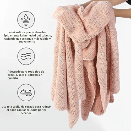 Vista 2 de Toalla de microfibra para el cabello de secado rápido, toallas de secado de pelo, adecuadas para todo tipo de cabello, ultra absorbente, cabello Azul