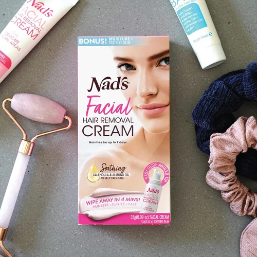 Vista 5 de Nad's Depilación facial suave y calmante para mujeres, crema depilatoria sensible para áreas delicadas de la cara, 0.99 onzas (4446)