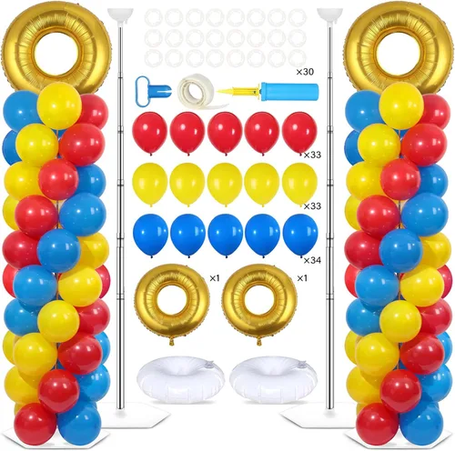 Vista 25 de Juego de 2 soportes de columna de globos nocturnos de película con 102 globos de aluminio de palomitas de maíz, soporte de torre ajustable de 5.57