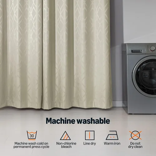 Vista 6 de Amazon Basics Cortinas Jacquard 100% opacas de 2 piezas, cortinas para sala de estar y dormitorio, tratamiento de ventana con aislamiento térmico