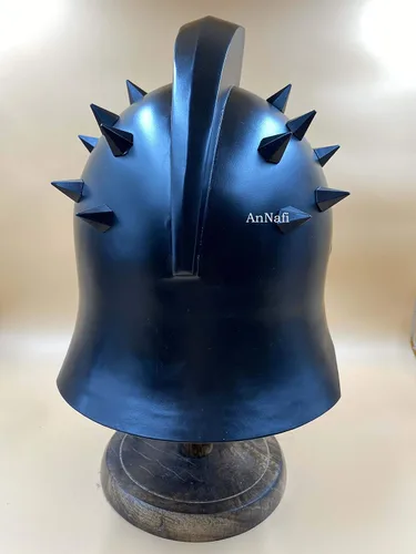 Vista 4 de AnNafi Maximus Gladiator Helmet Men Roman Headgear Blackened LEATHER LINER FITTED Adult Medieval Costume Larp Sca Party Clothing Halloween