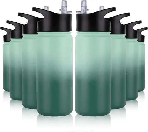 Vista 19 de Botella de agua aislada de 64 onzas con tapas de pajita y boquilla, jarra de agua de acero inoxidable de medio galón con mango de paracord, vacío