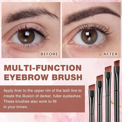 Vista 3 de Gerrii 100 cepillos desechables en ángulo para cejas, cepillo delineador de ojos, cepillos de ángulo desechables, pinceles de tintado para mujeres