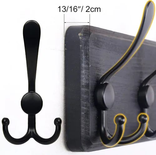 Vista 4 de SKOLOO Perchero de pared montado en la pared de estilo rústico: Perchero de pared de pino de madera auténtica de 40,6 cm de orificio a orificio