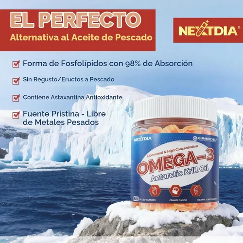 Vista 8 de Gomitas Omega 3 de aceite de krill antártico liposomal 2000mg - Alternativa al aceite de pescado Cellular Level Absorption Omega-3 with EPA, DHA &