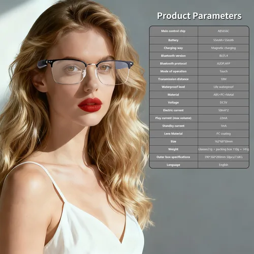 Vista 8 de Lentes inteligentes AI, lentes de traducción Bluetooth con más de 100 idiomas, carga magnética, lentes de sol polarizados que cambian