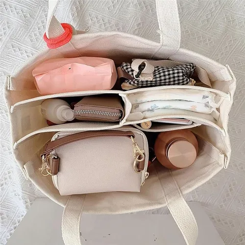 Vista 2 de Moonelo Everything - Bolsa de lona para mujer con compartimentos, gran capacidad