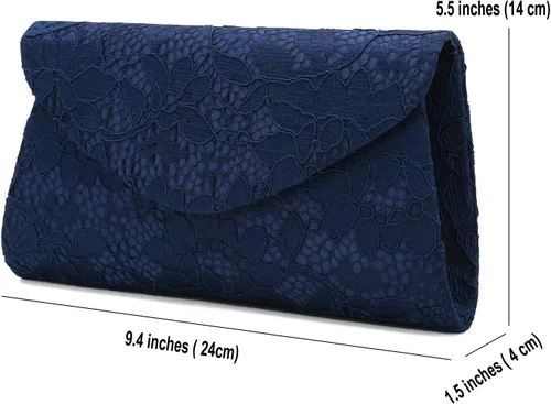 Vista 6 de CHARMING TAILOR Bolso de mano clásico de encaje formal, bolso de noche para baile de graduaciónboda
