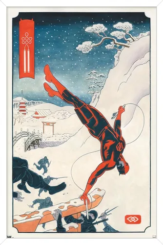 Vista 14 de Trends International Marvel Comics Daredevil - Póster de pared ninja, 22.4 pulgadas de largo x 14.7 pulgadas, versión enmarcada en madera de granero