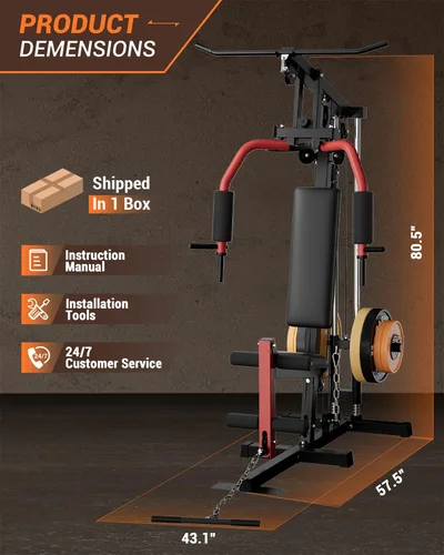 Vista 7 de Multifunctional Home Gym Machine, Home Gym Equipment with Leg Press, Full Body Workout Equipment for Strength Training, Max Capacity 400LBS, Fit for
