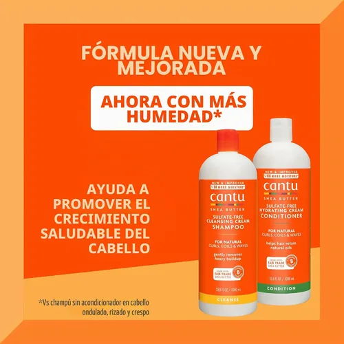 Vista 2 de Cantu Champú y acondicionador con manteca de karité para cabello natural, 1L (paquete de 8)
