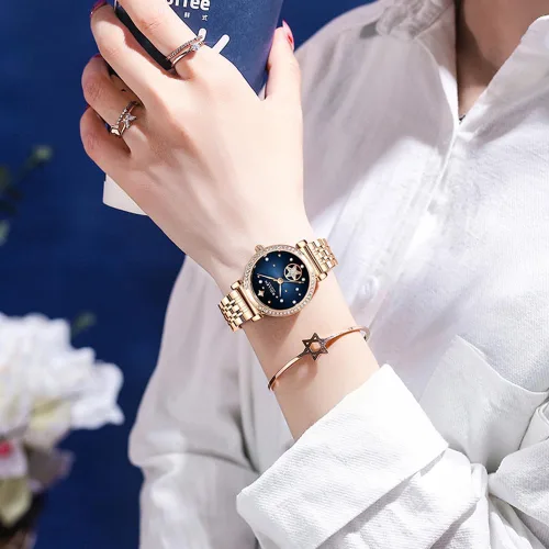 Vista 3 de SOLLEN Reloj de cuarzo para mujer, relojes analógicos de cuarzo de moda impermeables para mujer