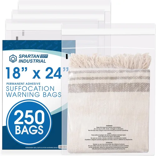 Vista 13 de Spartan Industrial - Bolsas de polietileno transparentes autosellantes de 10 x 12 pulgadas (1000 unidades) con advertencia de asfixia para embalaje